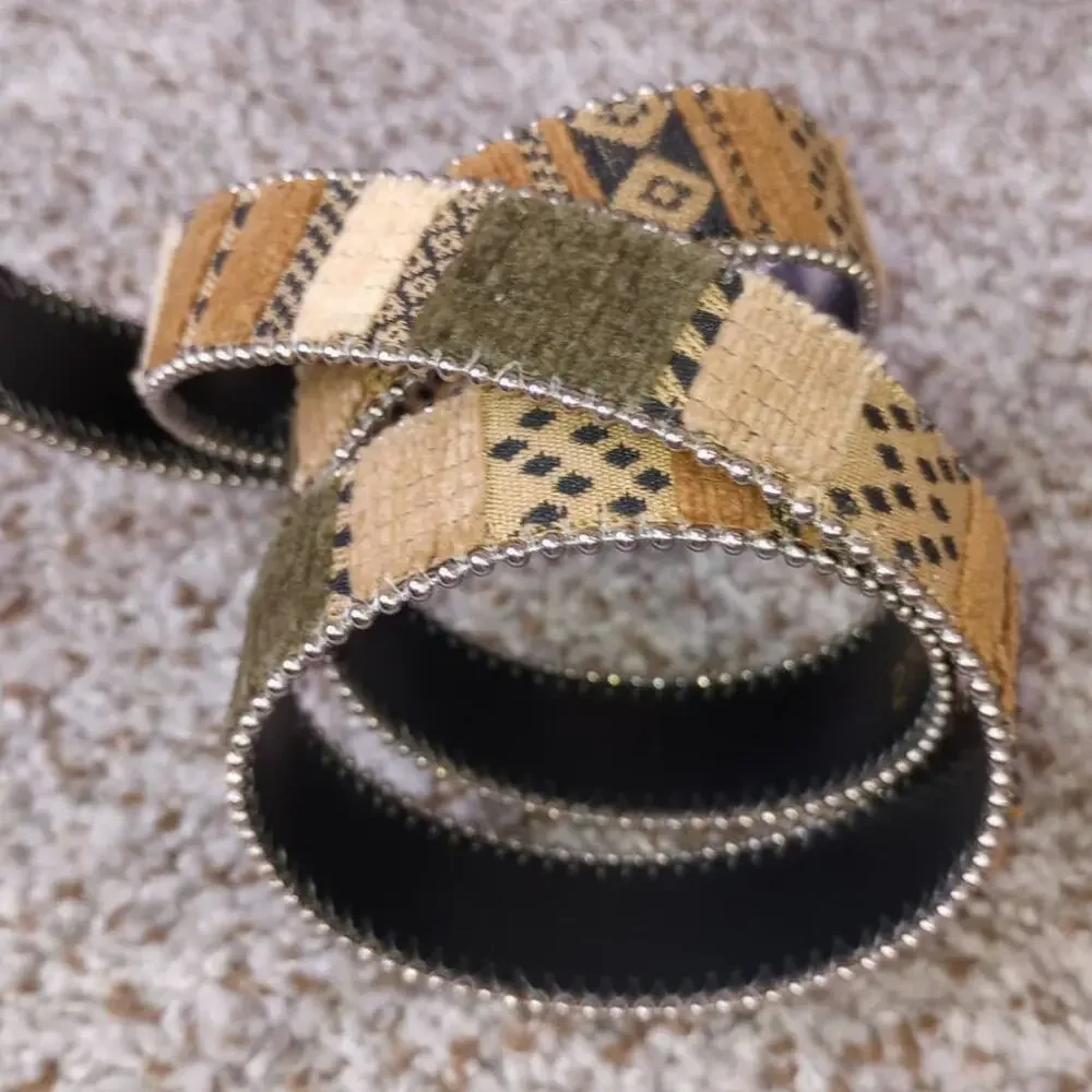 Boho Woven Belt Medium Earth Tone Multicolored Patterned Waist Belt M